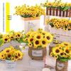 Искусственный Мини-Подсолнух Декоративный: Украшение для журнального столика - Маленький букет с декоративным заборчиком