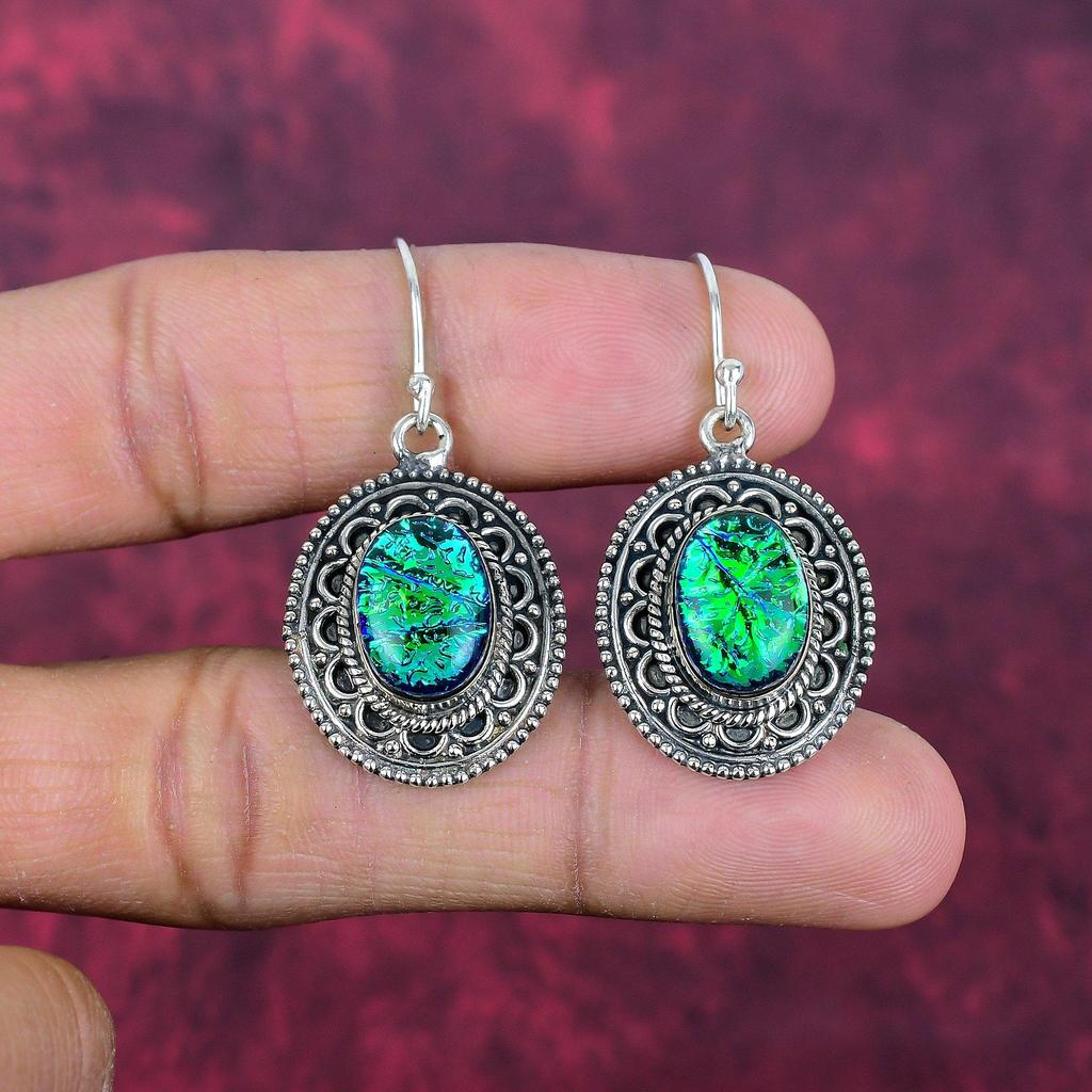 Серьги из чистого серебра 925 пробы с зеленым триплетом опалом, серьги с драгоценными камнями ручной работы, подарки жене, абсолютно новые серьги