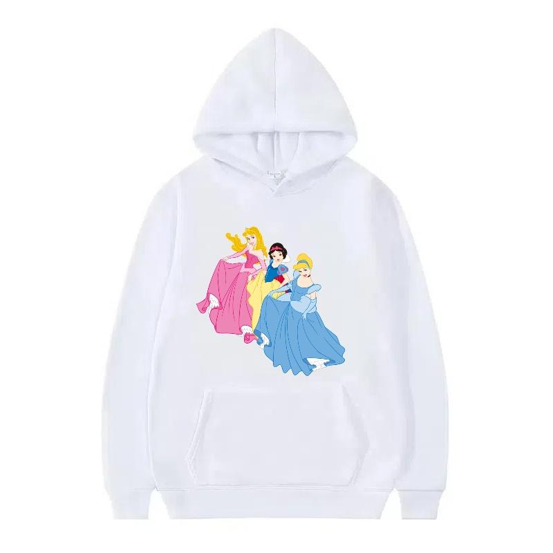 Disney Princess Pattern Woman Fashion Sporty Loose Black Spring Tops Clothes Pullovers Ladies Cheap Y2k Hoodies Men Sweatshirts