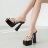 Fashion High-Heeled Shoes Lady Multicolored Sandals House Slippers Platform Luxury Slides Jelly Flip Flops Square Heel Designer Glitter