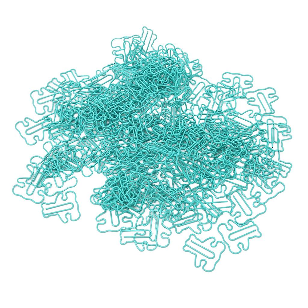 160pcs Little Bear Paper Clip Blue Cute Animal Shaped File Note Page Marker Clips Bookmark for File