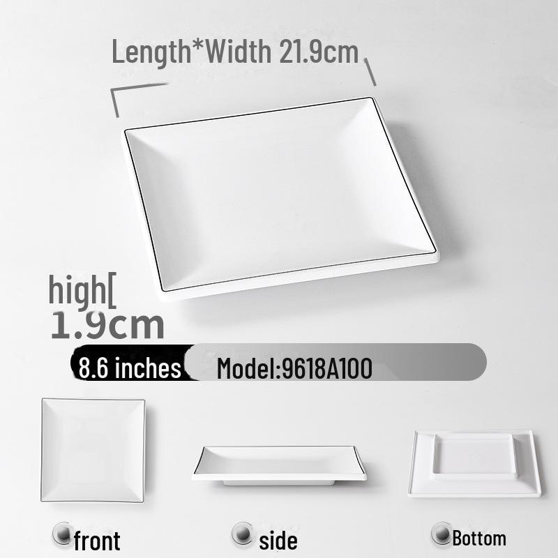 Квадратная тарелка из меламина A5 — простая и долговечная имитация фарфора для отелей, ресторанов, шведских столов и холодных блюд