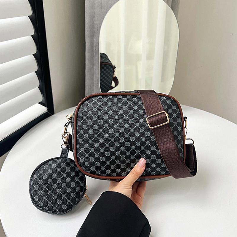 Винтажная трендовая квадратная сумка через плечо с небольшим узором из искусственной кожи, женская сумка через плечо