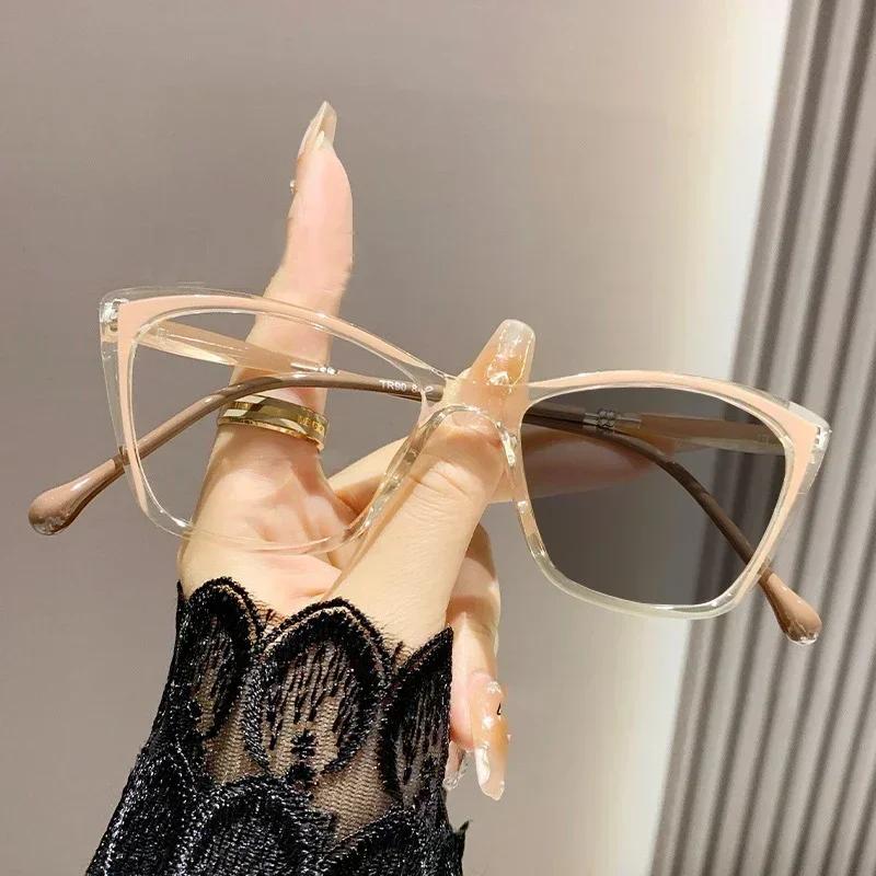 Neutral New Fashion Large Frame Photochromic Myopia Glasses Anti-Blue Light Glasses Ultra-Light Eye Protection Myopia Glasses