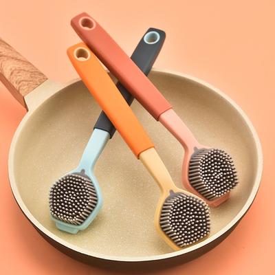 Кухонная щетка для мытья с мягкой пластиковой длинной ручкой и силиконом для дезинфекции посуды и кастрюль