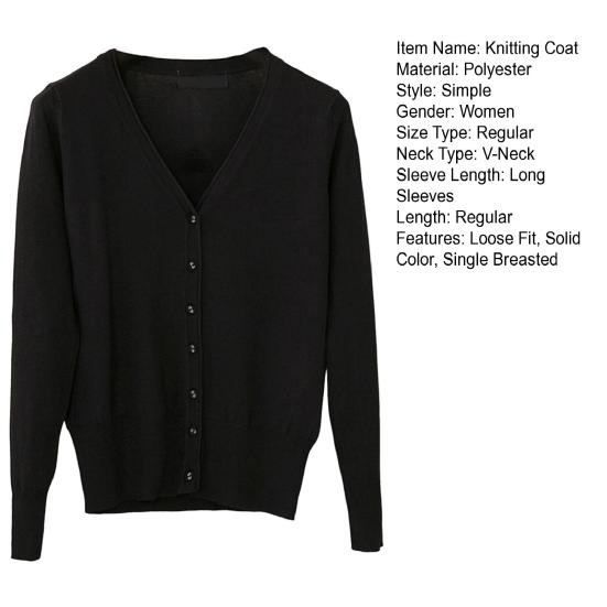 Женское вязаное пальто с V-образным вырезом, длинным рукавом, однобортный свитер, однотонный, с ребристым подолом, мягкий теплый свитер, кардиган