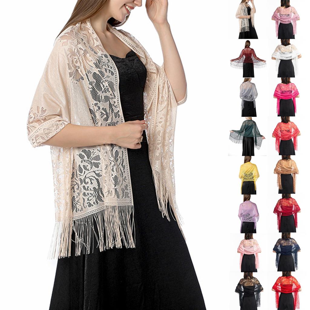Women's Lace Hollow Shawl Evening Dress Cheongsam Shawl Party Dinner Scarf