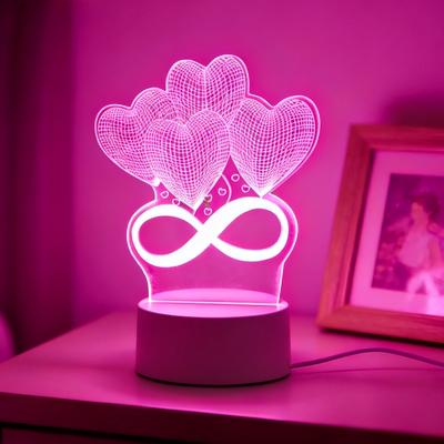 1 шт. USB 3D Креативный Светодиодный Ночник в Форме Сердца Рождественское Украшение для Дома, Спальни, Украшение на День Рождения, Свадебные Подарки