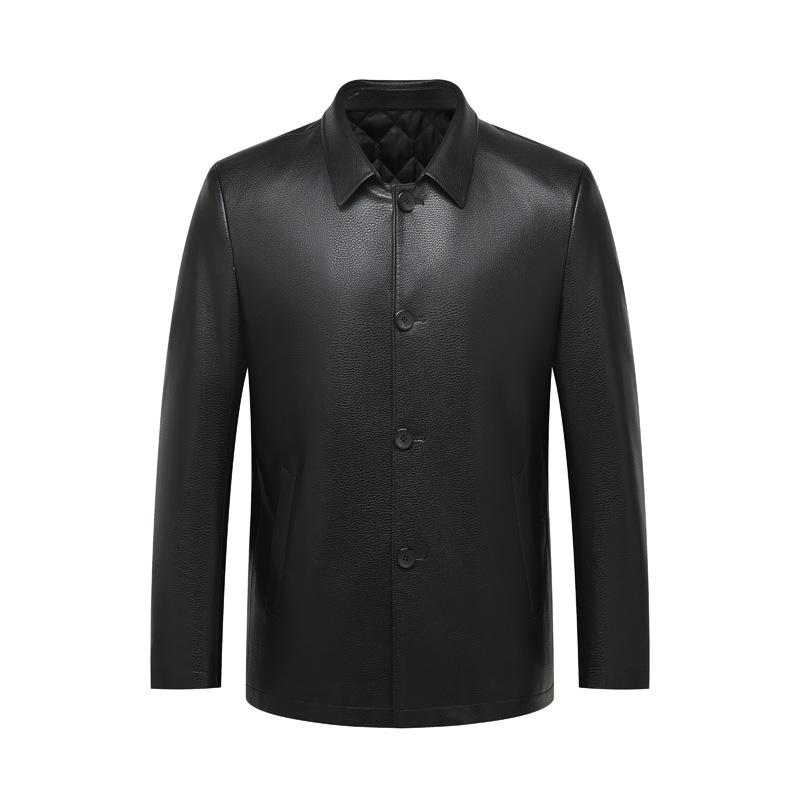 Кожаные куртки для мужчин среднего возраста, куртки из натуральной кожи больших размеров, повседневные свободные кожаные куртки для пап