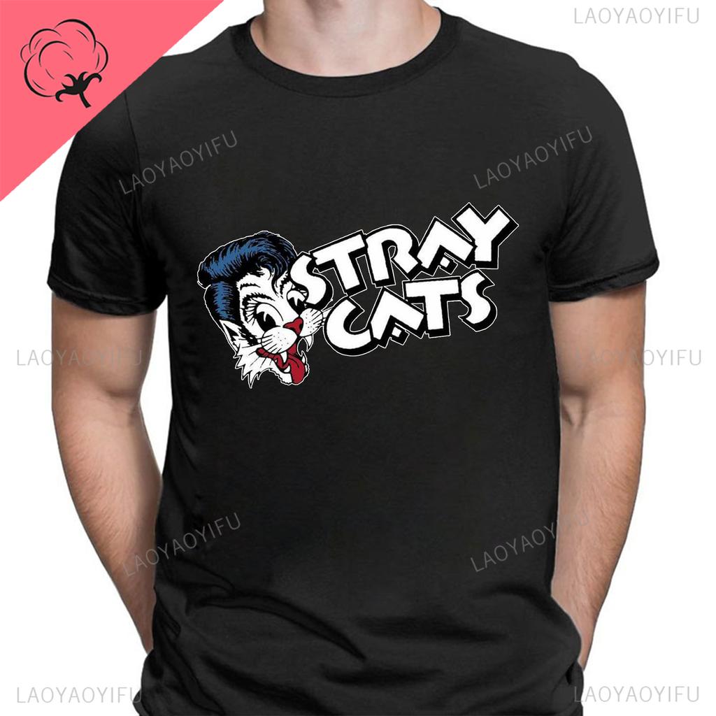 Stray Cats Рок Классические Футболки Американская Рокабилли Группа Фанат Хипстер Уличная Мода Дышащая Мальчик Девочка Мужчины Женщины Хлопковая Футболка