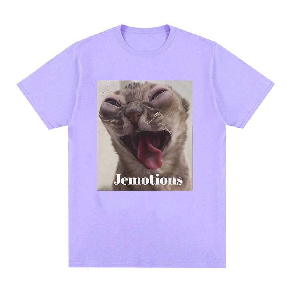 Jemotions Funny Cat Meme Graphic T-Shirt Unisex Women Harajuku High Quality Fashion T-shirts Casual 100% Cotton Oversized Tee Shirt