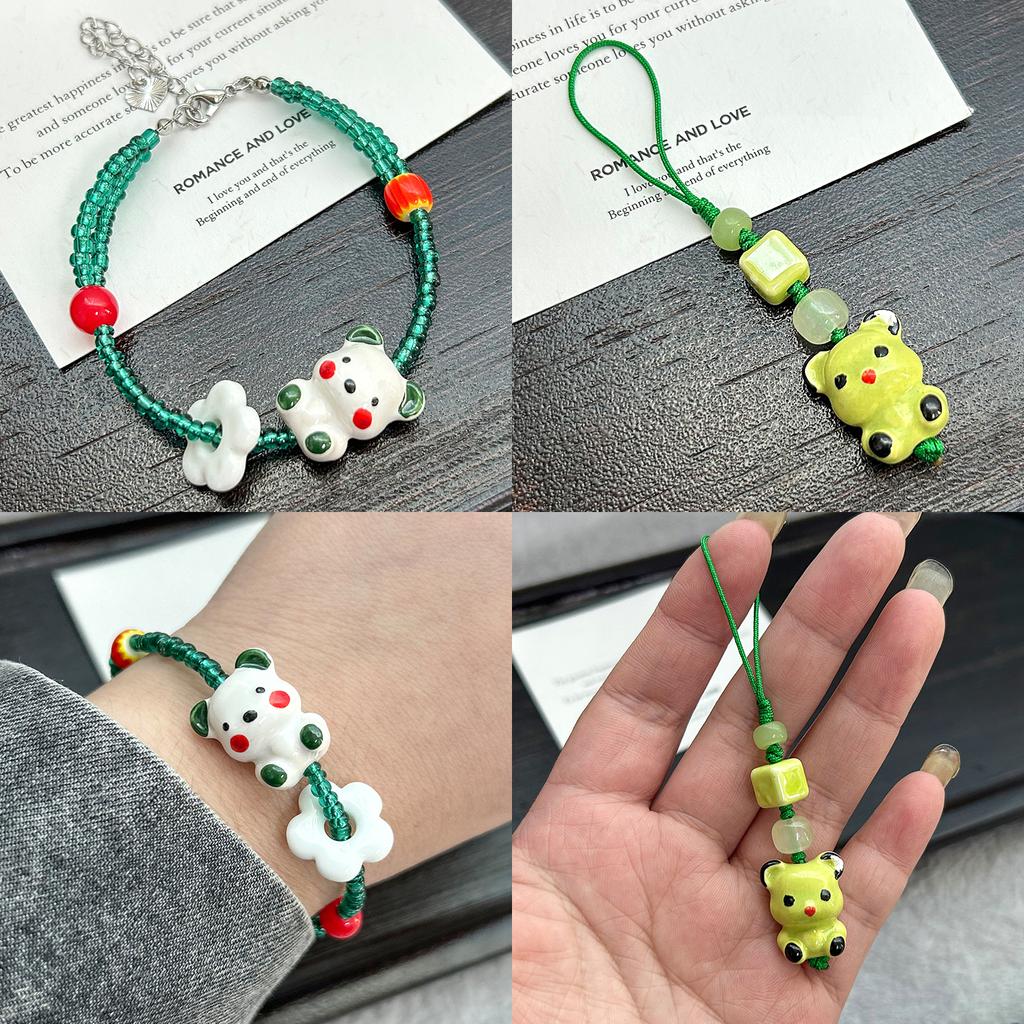 16x19mm Pickup Bear Ceramic Hand-painted Bead For DIY Bracelets Necklaces Jewelry Making