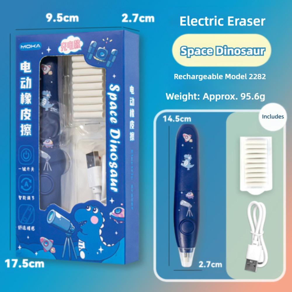 Cartoon Design Automatic Eraser Battery Powered No Debris Eraser Electric Eraser Set  Students Use