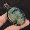 Labradorite Pendant Copper Wire Wrapped Gemstone Pendant Rainbow Moonstone Jewelry Handmade Pendant Gift For Mother Unique Copper Jewelry
