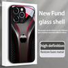 Черный Чехол для Телефона из Красного Углеродного Волокна С Рисунком Яблока Закаленное Стекло Для Samsung Galaxy S25 S24 S23 Ultra Plus FE