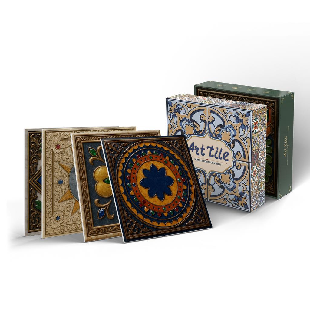 12/24 Pieces Thickened Pe Foam Tile Sticker Retro Tile Wall Sticker Self-Adhesive Waterproof Wall Sticker 15Cm