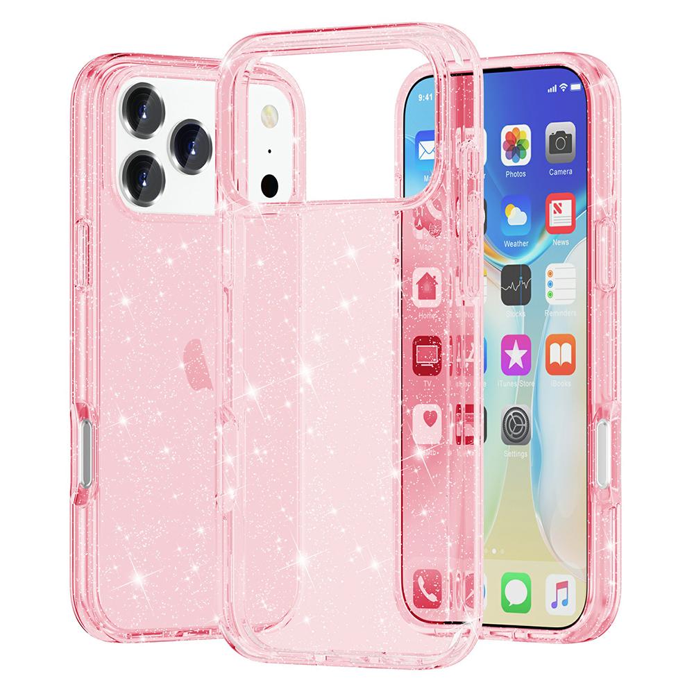For iPhone 17 Pro Case Sparkly Powder Glitter Shiny Soft TPU+Hard PC Back Cover