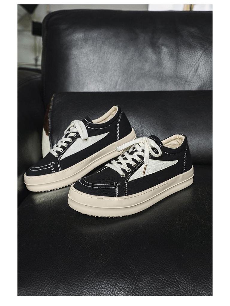 Нишевые мужские парусиновые кроссовки в ретро-стиле - Перевернутый треугольник, на толстой подошве, весенние, увеличивающие рост, универсальная повседневная спортивная обувь