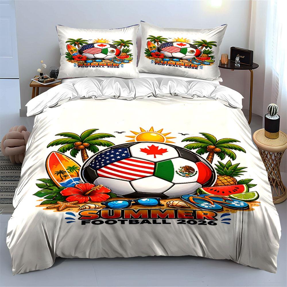 Flags, football, palm trees. Bedding sets Duvet cover sets Duvet covers Pillowcases(1 * Duvet Cover 2 * Pillowcases, without duvet insert)