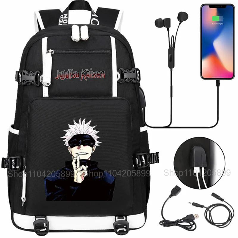 Рюкзаки Jujutsu Kaisen Аниме Mochila Ученик Подросток Школьная сумка Унисекс Тренд USB-зарядка Ноутбук Путешествие Rucksack Подарок для мальчиков
