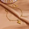316L Stainless Steel Necklace for Women Vintage Heart Pendant Bracelet Earrings Shiny Zircon Anklet Trendy Wedding Party Shining Gold Color Jewelry