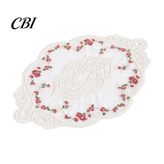 Anti Scalding Table Mats Floral Embroidered Lace Doily, Vintage Style Sheer Placemat, Mat Decorative Fabric for Restaurants Elegant Doilies Tea Party,