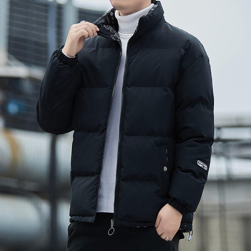 Men Reversible Hooded Thick Casual Cotton Padded Jacket