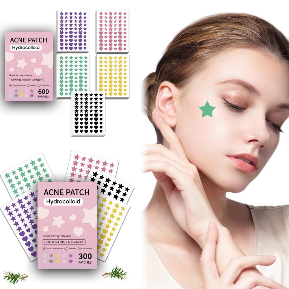 Красочные милые звезды сердечки патчи от прыщей, наклейки-покрытия, невидимые наклейки для маскировки прыщей на лице
