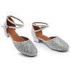 Kids Girls Sequins Latin Salsa Tango Dance Shoes  Modern Social Ballroom Dancing Shoes Soft Sole Low-Heel