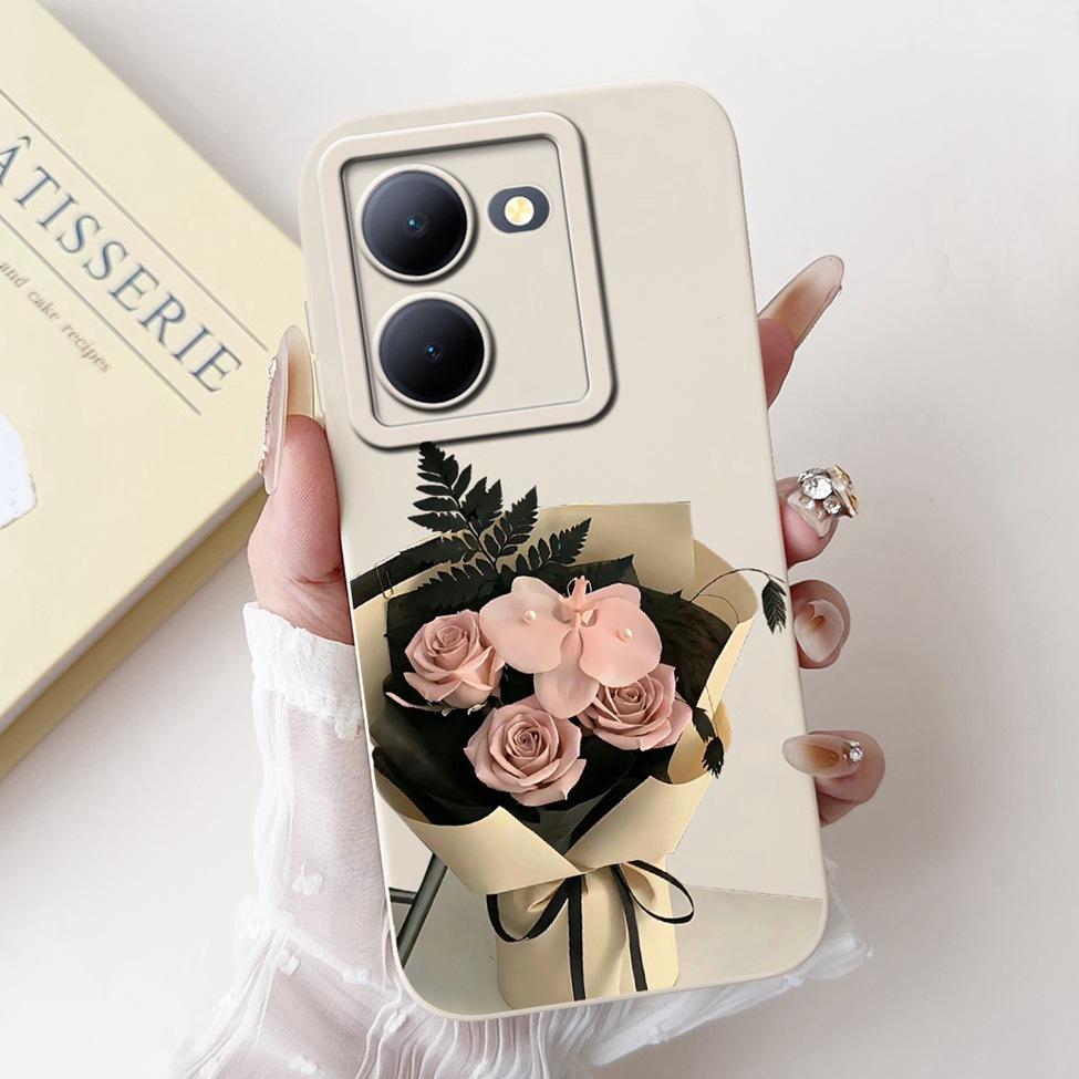 For Vivo Y36 5G V2248 Case For Vivo Y27 5G V2302 Cover Silicone Luxury Fashion Flowers Kawaii Cute Cat Funny Phone Case Bumper