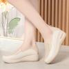 Spring Soft Leather Thick Bottom Women Shoes Wedges Cutout Breathable Sneakers Platform Lightweight Mom Loafers