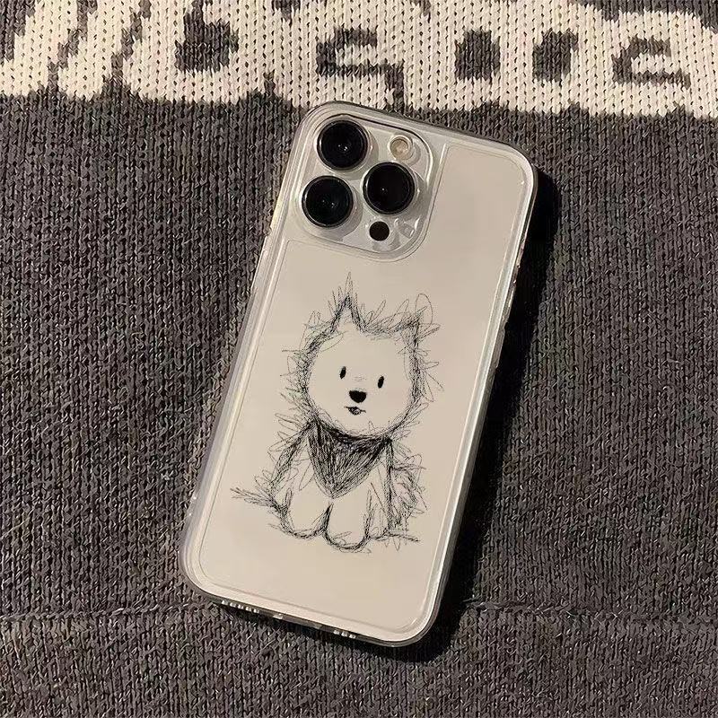 Милый рисунок пары кот и щенок Чехол для телефона Для iPhone Air 17 16 15 14 Plus 13 12 Mini 11 Pro Max 16E X XS XR Мягкий чехол из ТПУ