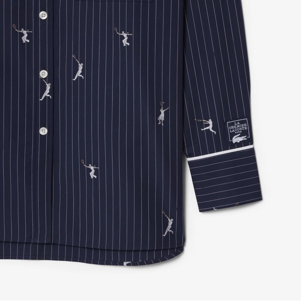 Lacoste Женская вышитая рубашка в мелкую полоску CF0586-56G525