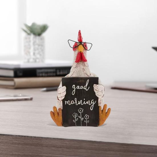 Доброе утро, фигурка курицы, смола, сидящая лежащая курица, статуя, скульптура для дома, офиса, настольная книжная полка, украшение, украшение, фестиваль, подарок