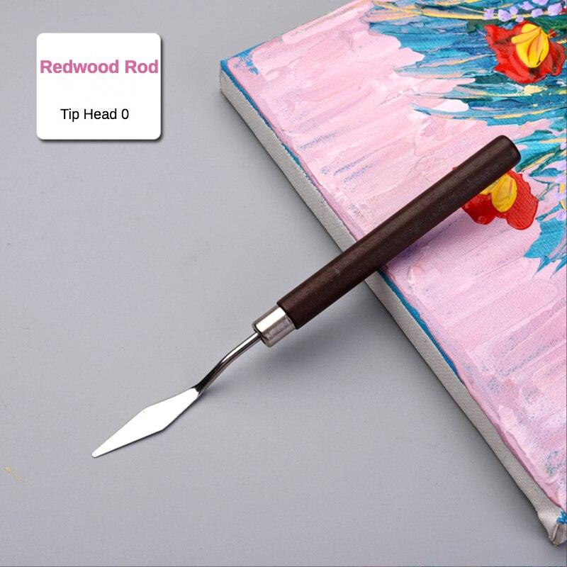 1 Pcs Student Art Oil Painting Scraper Wood Flat/Tip Head Stainless Steel Pick Knife Gouache Pigment Pointed Color Mixing Shovel