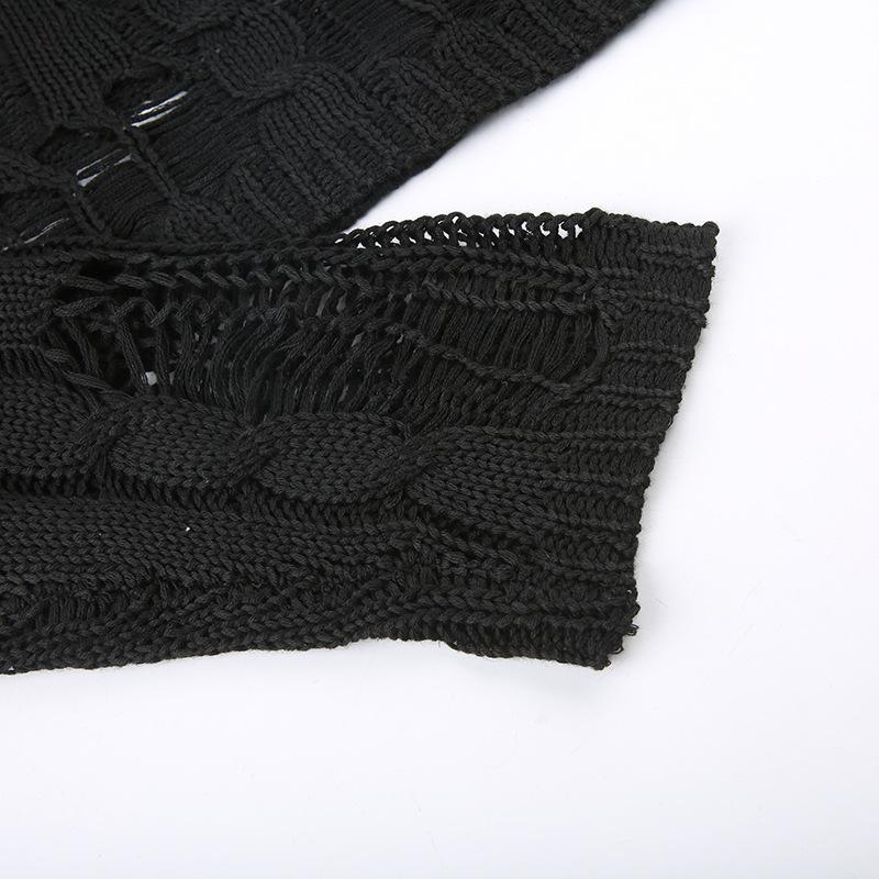 Women Hollowed Knitted Sweater Smock Female Personality Loose Outer Wear Sweater Tops