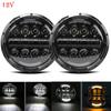 For Lada 4x4 Urban Niva Wrangler TJ JK LJ CJ Land Rover Defender Hummer Running Lights 7 Inch LED Headlight H4 Hi-Lo