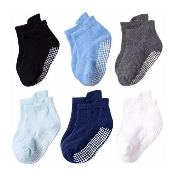 6 пар/лот 0-7 лет детские носки-тапочки для девочек и мальчиков полосатые спортивные детские нескользящие носки-лодочки для мальчиков весна-лето новые