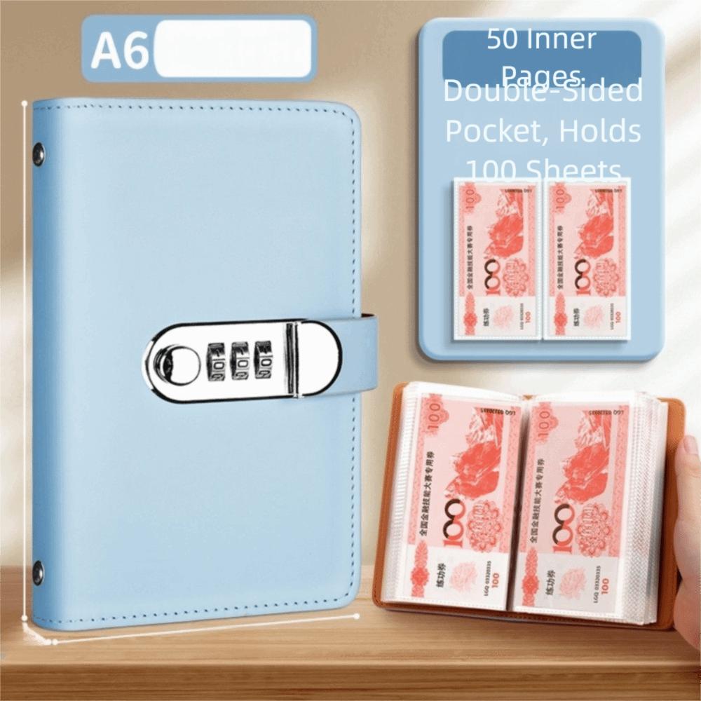 Portable Saving Money Binder 50Sheets Account Book Fashion Planner Organizer Stainless Ring Binder