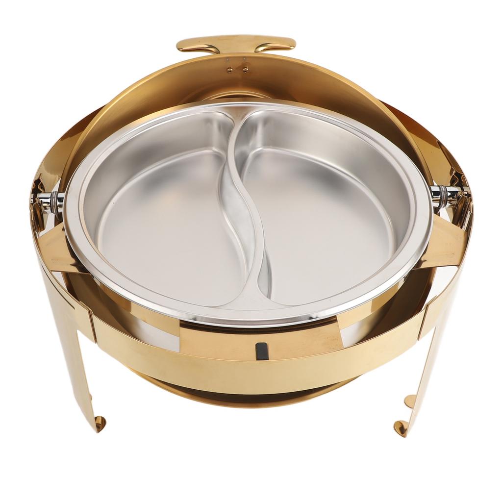 Набор для буфета с подогревом 6 л из нержавеющей стали с подогревом на спирту, круглый, для кейтеринга, с поддоном для еды