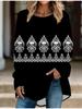 Plus Size Women Spring Halloween Printed Comfy Long Sleeve Round Collar T-shirt Casual Baggy Mid Length Tee Tops