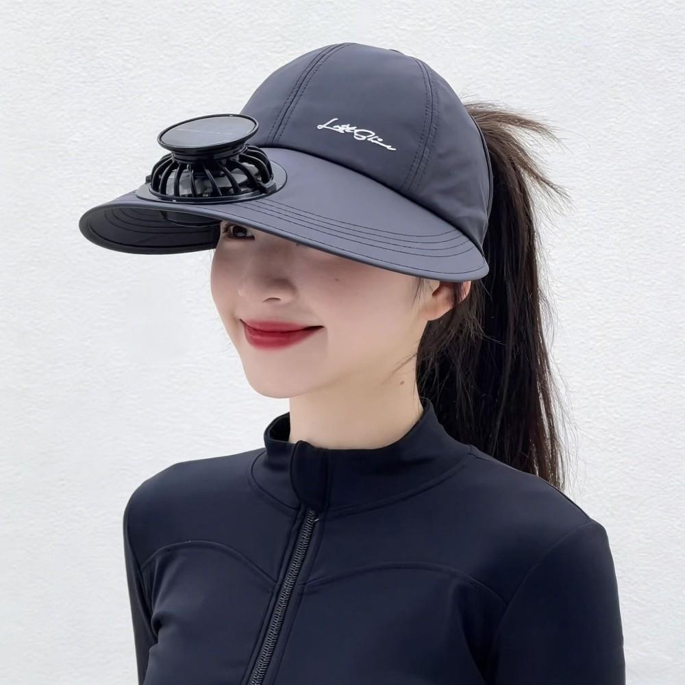 Rechargeable Solar Fan Hat Solid Color Sunshade Hat for 3.7V600mAh Seaside Vacation
