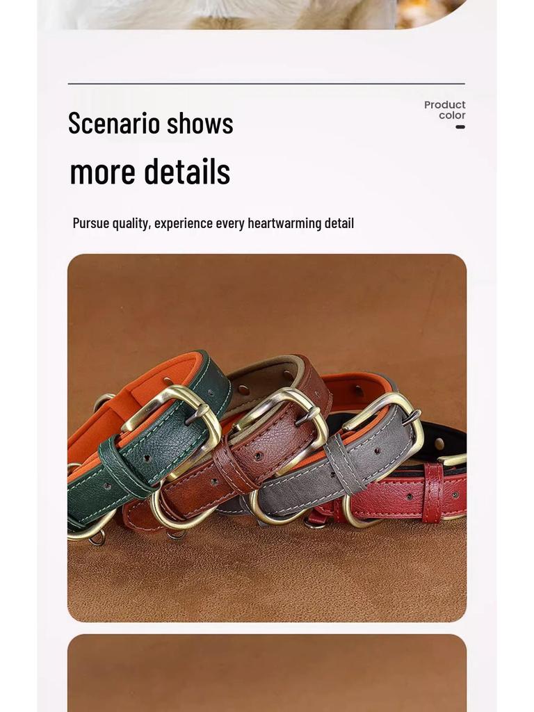 Laser-Engraved Leather Dog Collar with ID Tag for Small & Medium Dogs - Anti-Lost Pet Neck Band