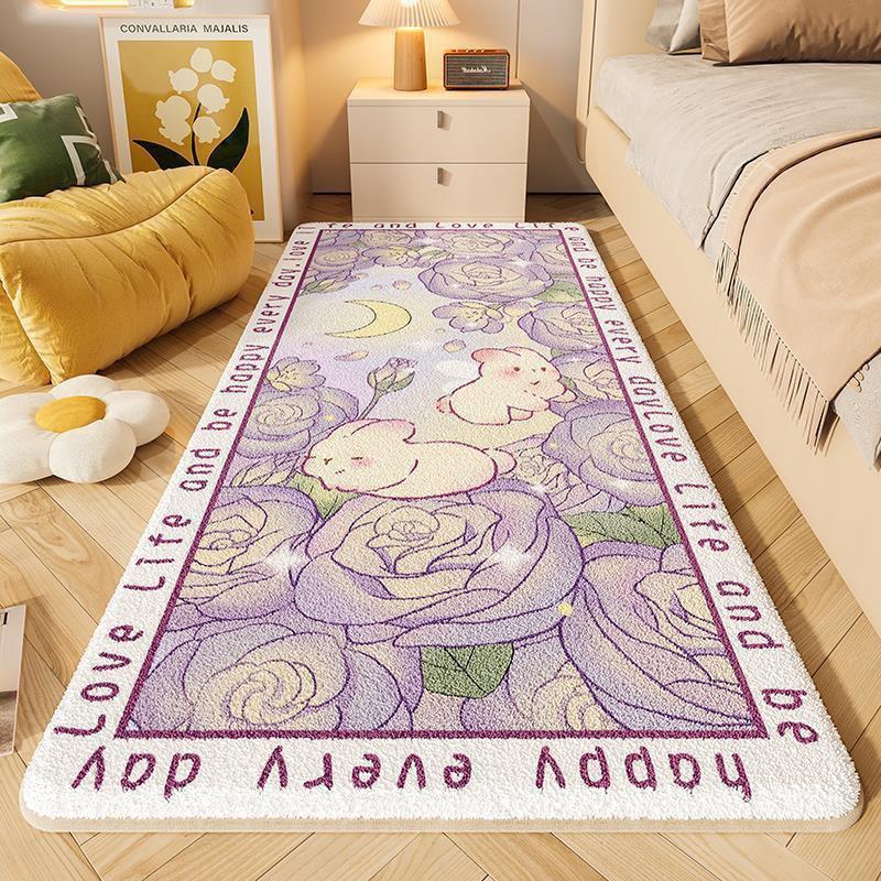 Очаровательный детский коврик из искусственного кашемира с мультяшным рисунком, нескользящий, мягкий и устойчивый к загрязнениям, для спальни или балкона