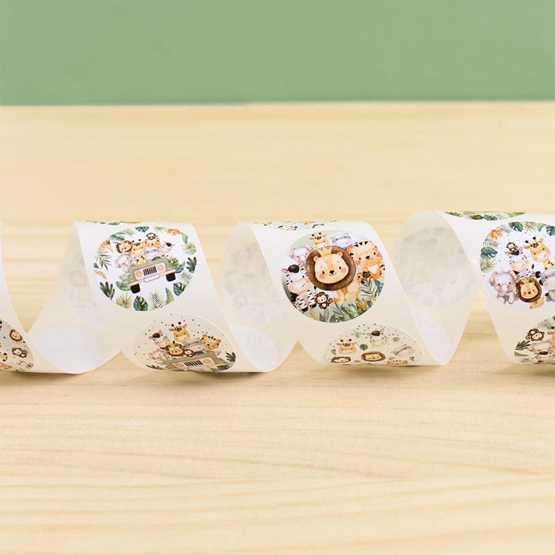 Джунгли Животные День Рождения Конфетные Пакеты Коробка Наклейка С Днем Рождения Украшение Вечеринки Подарки Благодарность Запечатывание Вечеринка Наклейка Выписка из Родильного Дома