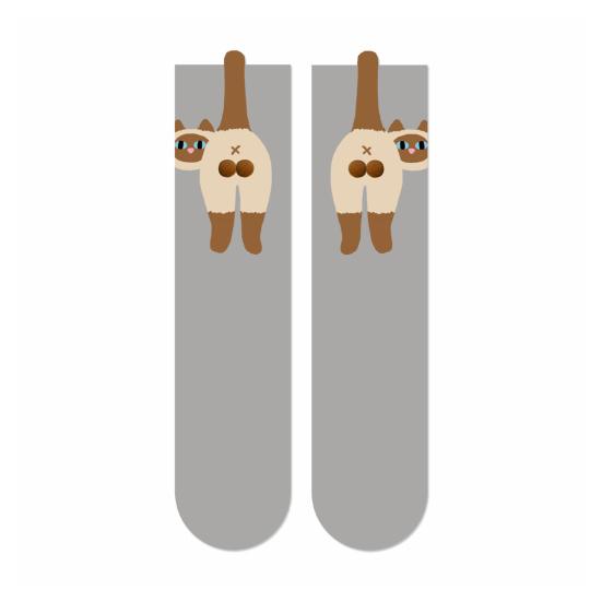 Cute Cat Socks with Balls Women's Cotton Novelty Animal Crew Socks 3D Fuzzy Balls Funny Cat Socks for Cat Lovers And Friends