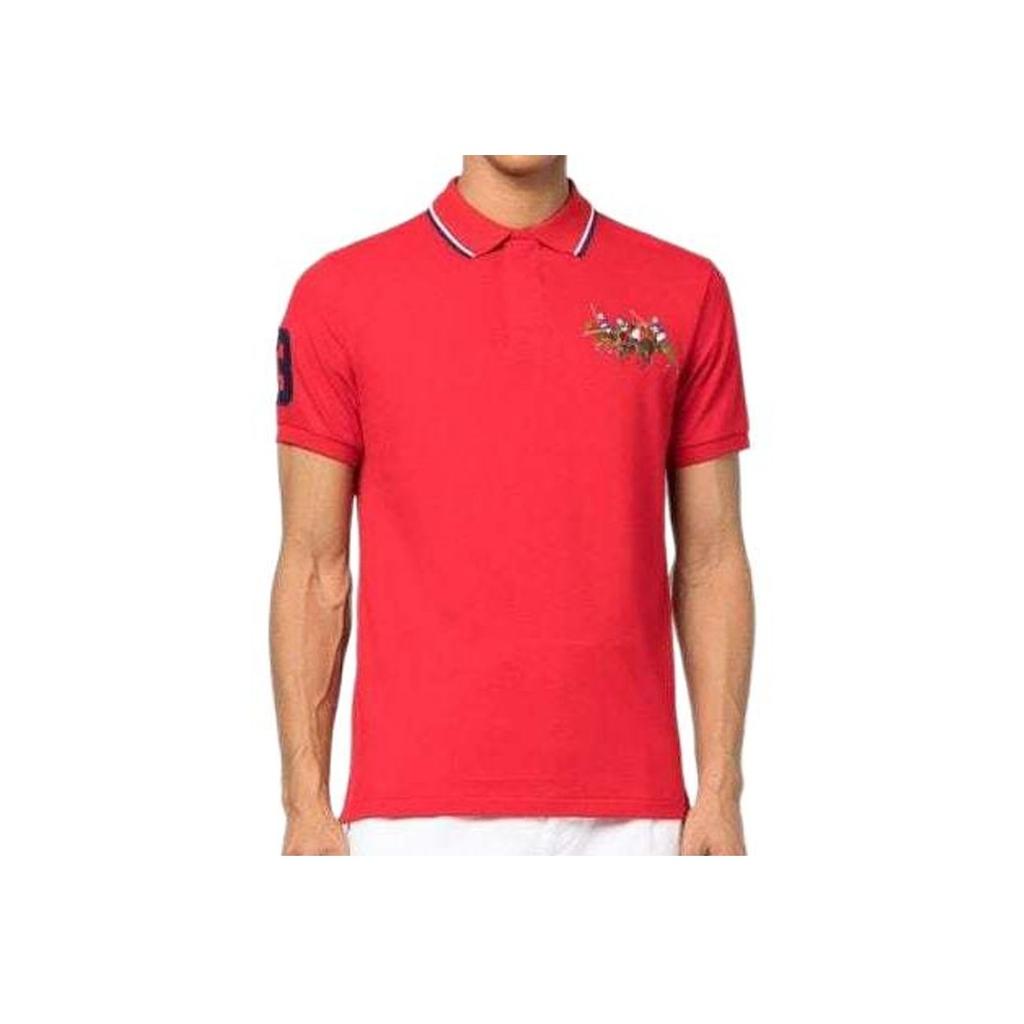 Polo Ralph Lauren SS23 Animal Pattern Straight Fit Short Sleeve Polo Shirt Men tops Bright-Red 710900614-002