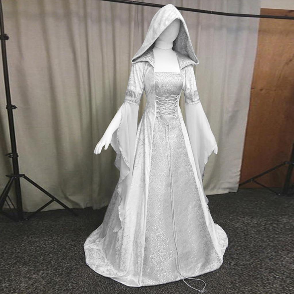 Женская юбка с длинным рукавом и капюшоном длиной до пола, платье для косплея