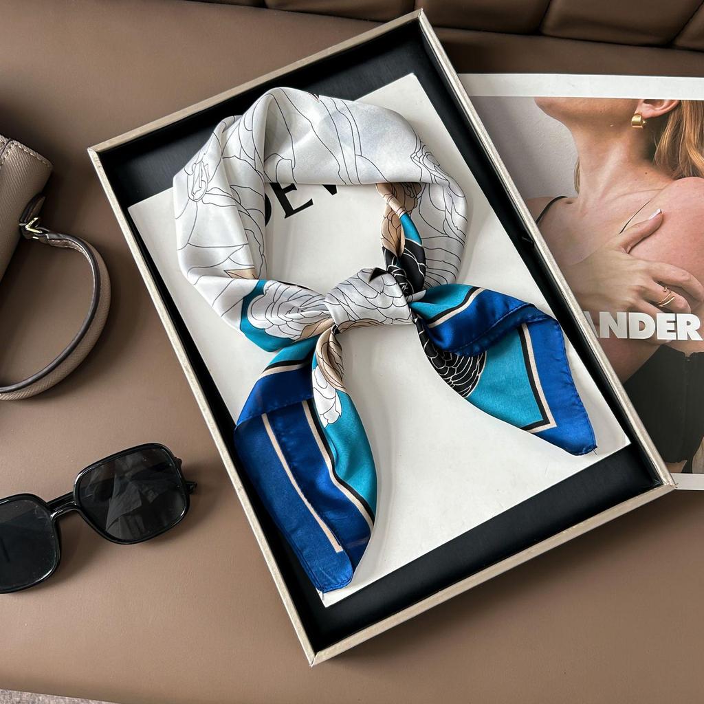 Шелковый шарф премиум-класса с принтом в корейском стиле - Универсальный модный аксессуар