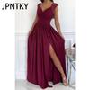 JPNTKY Women's Fashion Summer Spring Solid Color Print Sleeveless V-Neck Casual Dresses
